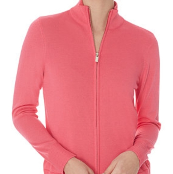 Anne Klein Mock Neck Front Zip Knit Women's Sweater Size Small